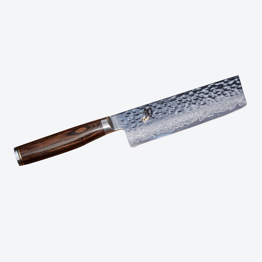   KAI Shun Premier  Nakiri: Handgeschmiedete Damaszener Hammerschlag-Messer fr Profikche