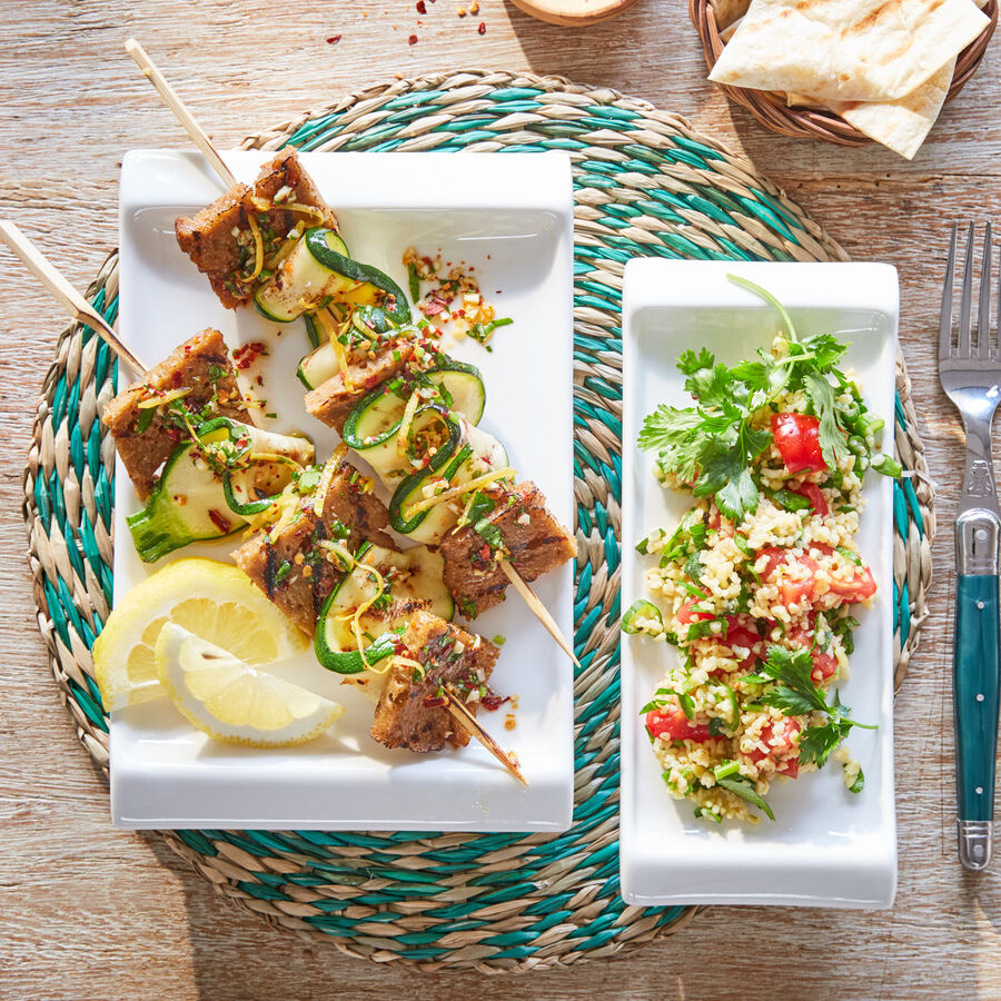  Seitan-Zucchini-Spiee mit Taboulsalat 