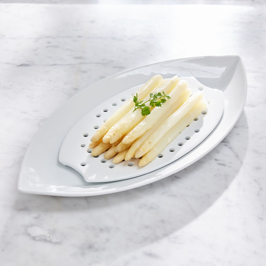 Abtropfplatte  aus Porzellan: Ideal fr Spargel, Gemse, Fisch, Fleisch Bild 2