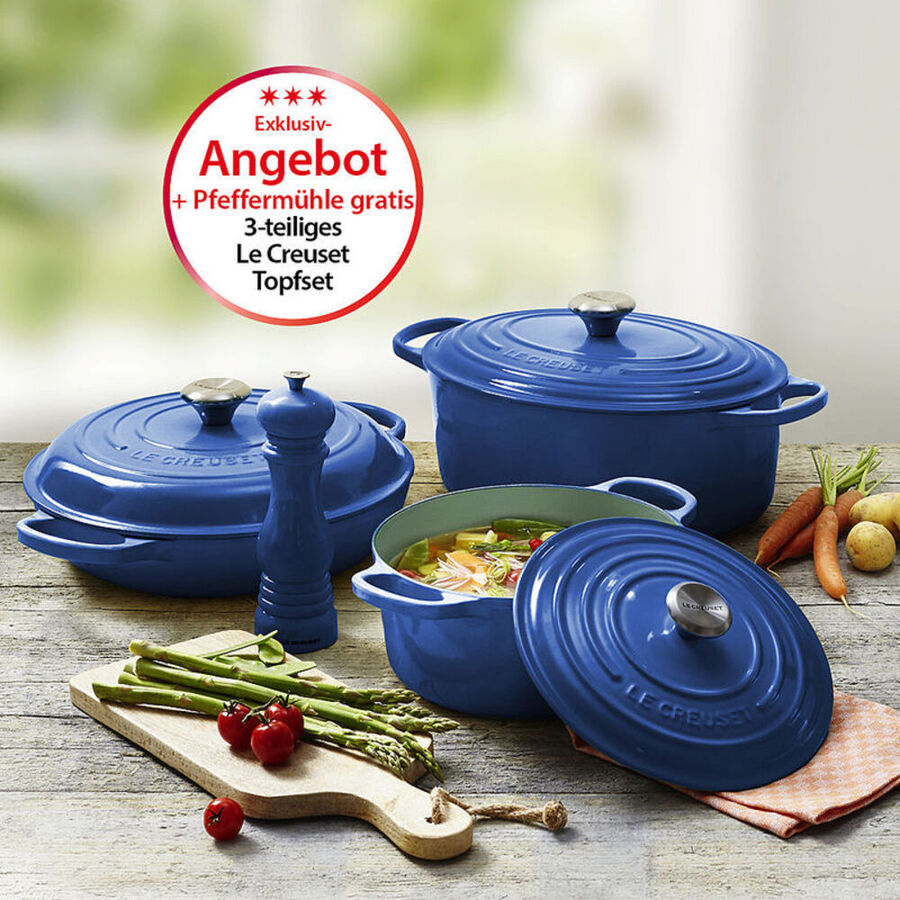 3 Teiliges Topfset Von Le Creuset Mit Gratis Pfeffermuhle