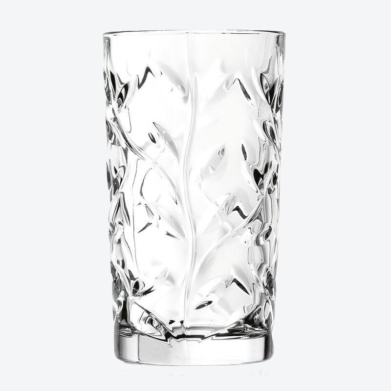 Klassische Longdrink-Kristallgläser mit Blätterdekor für stilvollen Genuss Bild 3