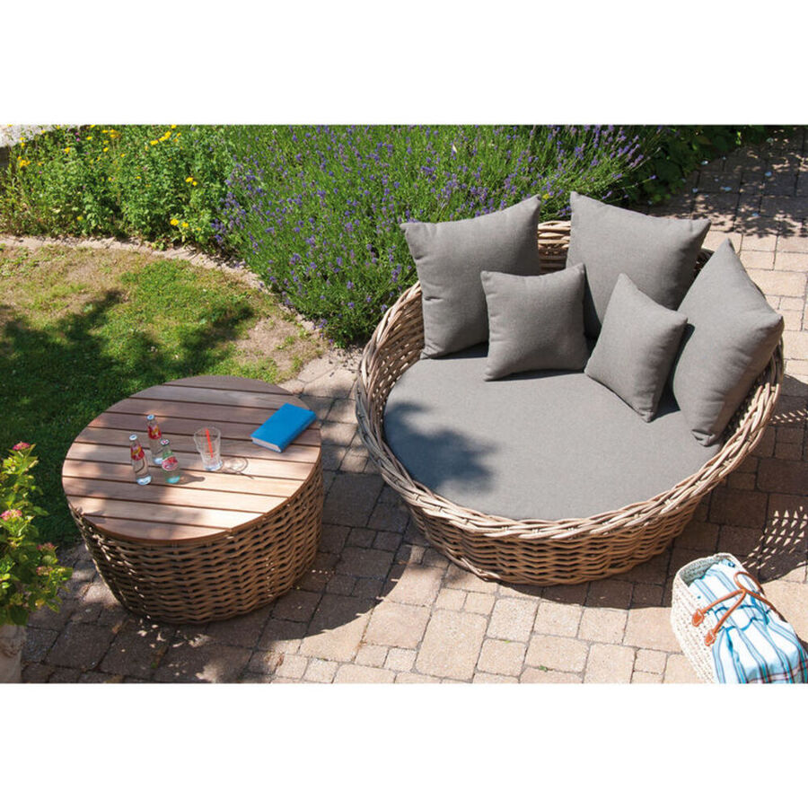Premium Loungebett aus wetterfestem PolyrattanGeflecht perfekte