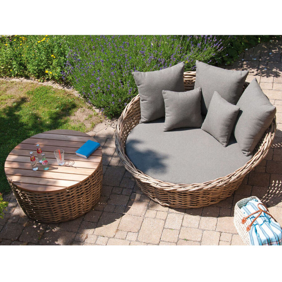 Premium Loungebett mit Beistelltisch aus wetterfestem ...