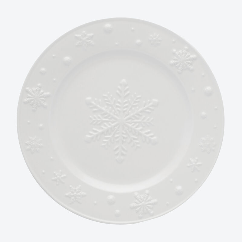 Stilvolles Weihnachtsgeschirr mit Schneeflocken Reliefdekor: Salat- und Dessertteller Bild 3