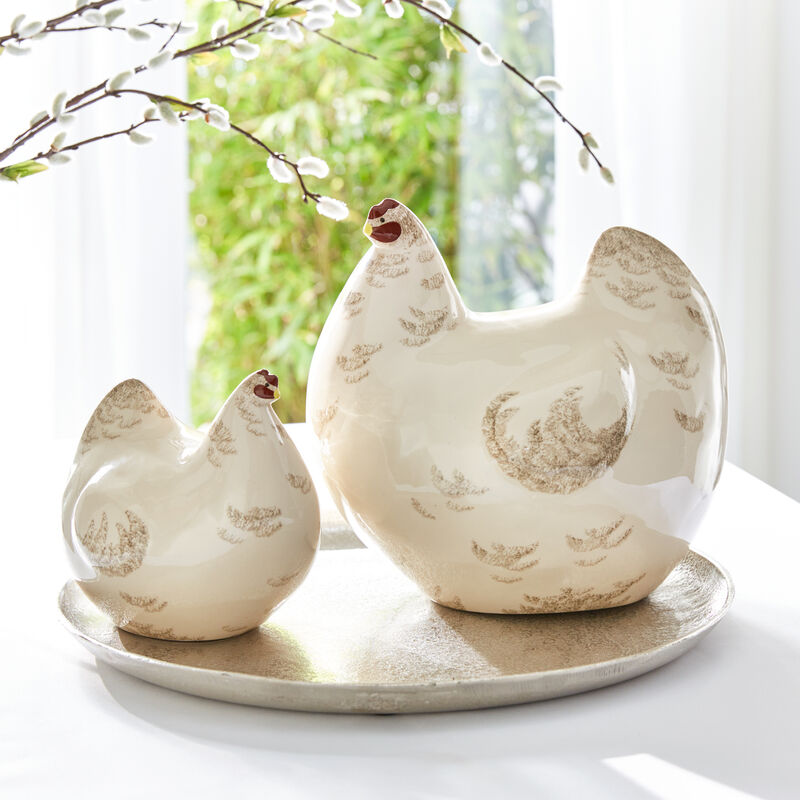 Berhmtes Design: Handgefertigte Keramik-Hennen aus sdfranzsischer Manufaktur, Keramik Huhn, Gartendeko Bild 2