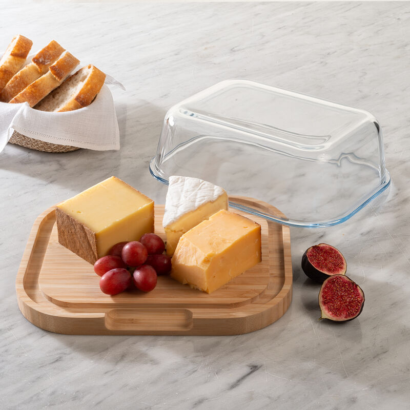 Hartglas Käse-Box mit Servierbrett für den Kühlschrank - Hagen