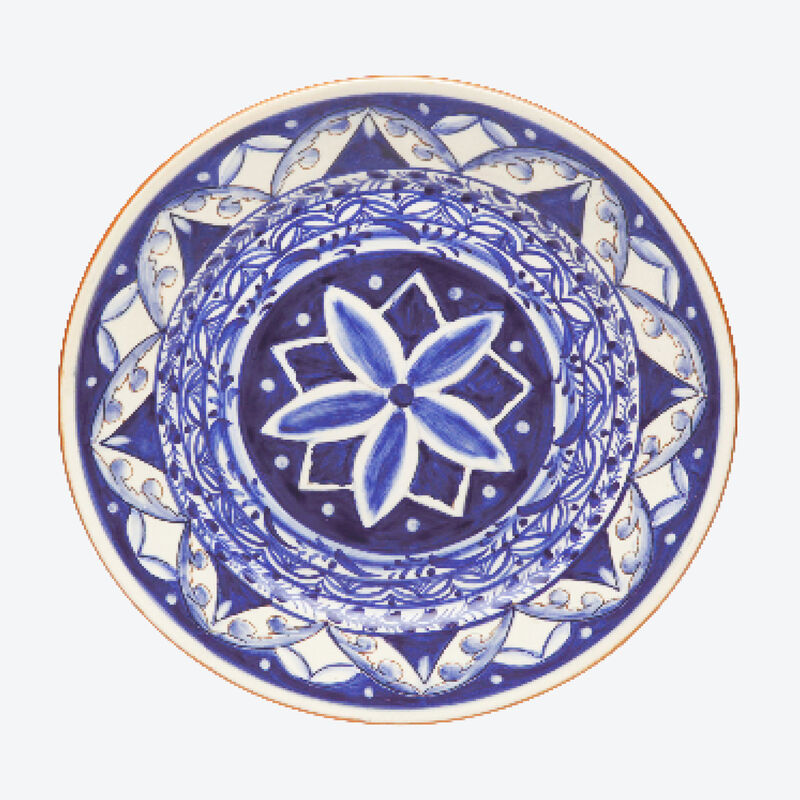 Handgefertigte Keramik-Essteller mit Azulejo Kachelmuster, Geschirr, Essgeschirr, Geschirrservice, Geschirrset, Tafelservice Bild 2
