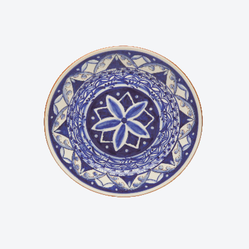 Handgefertigte Keramik-Dessertteller mit Azulejo Kachelmuster, Geschirr, Essgeschirr, Geschirrservice, Geschirrset, Tafelservice Bild 2