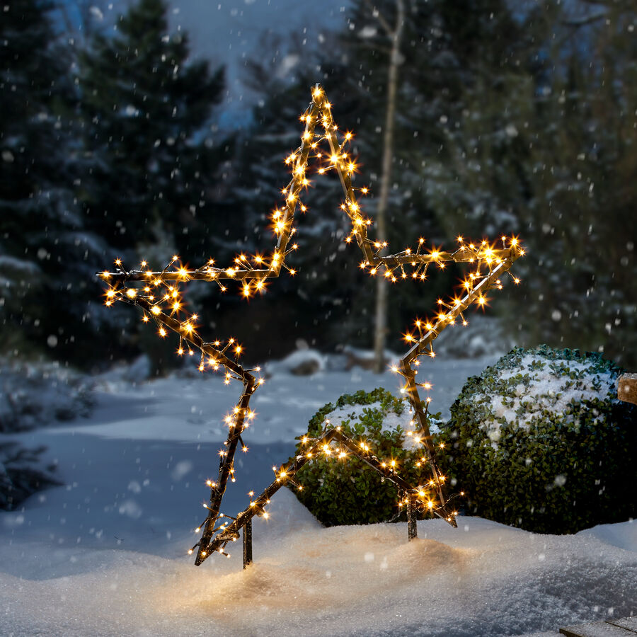 LEDMetallLeuchtstern mit Erdsteckern für draußen, Weihnachtsdeko
