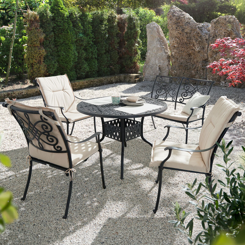 Eleganter Gartentisch aus 100 % wetterfestem Aluguss, Bistrotisch, Beistelltisch, Campingtisch Bild 2