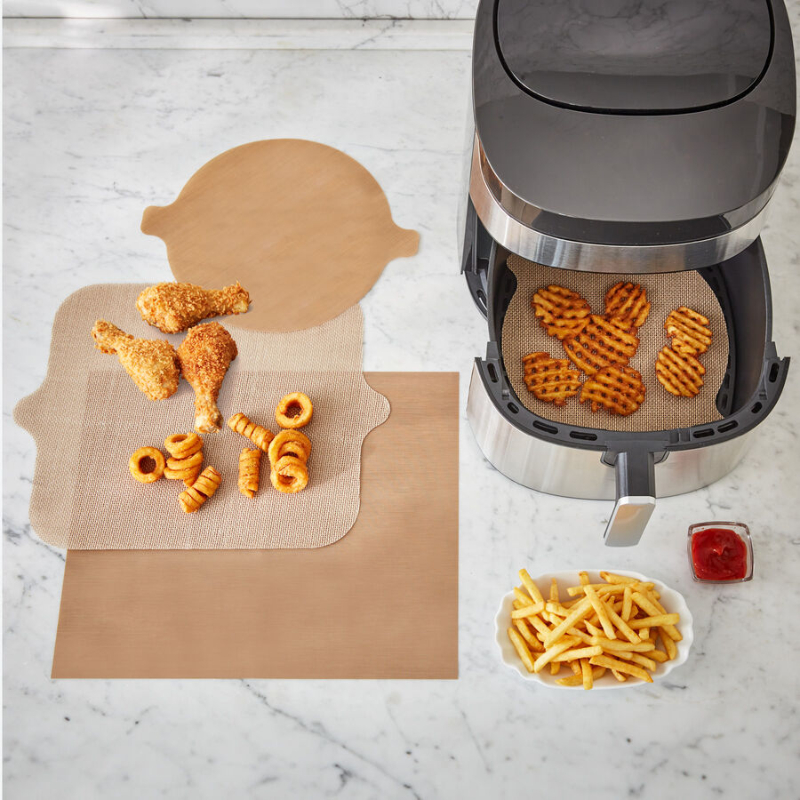 Runde Airfryer-Dauerbackmatte schtzt Heiluftfritteuse und Gargut, antihaft, Fritteuse Bild 2