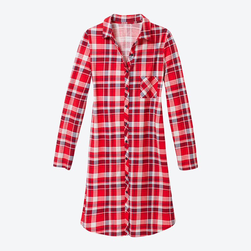 Weiches Baumwoll-Nachthemd mit klassischem Karomuster, Nachtwsche, Pyjama, Schlafbekleidung, Loungewear, Schlafanzug Bild 2