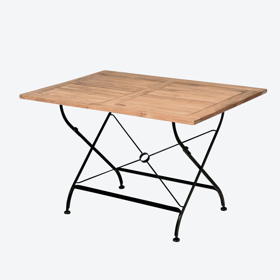 Klappbarer Gartentisch aus wetterbeständigem Eisen und Teak - Hagen