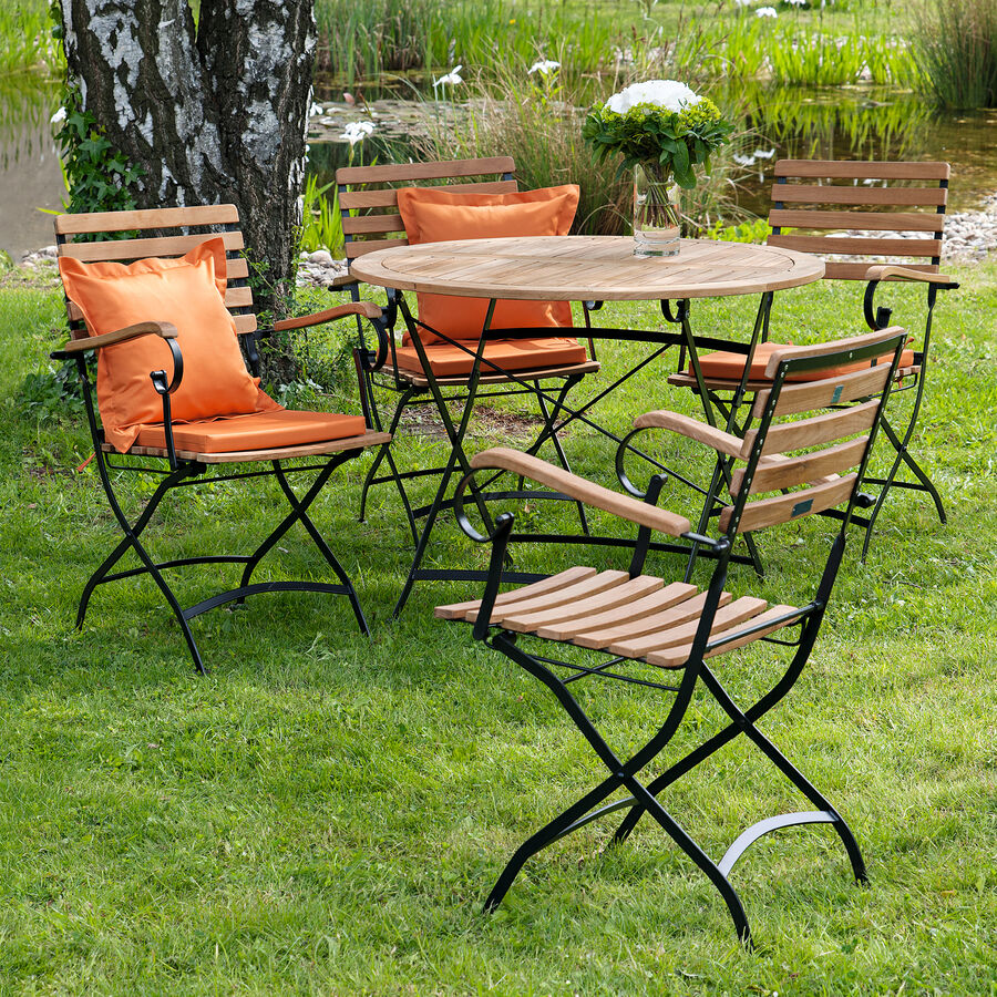Klappbares Gartenmobel Set Aus Wetterbestandigem Eisen Und Teak