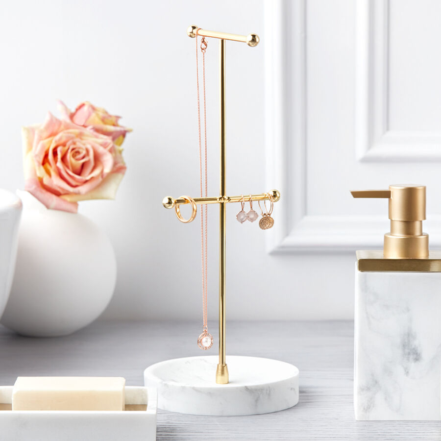 Praktischer Schmuck-Organizer in trendiger Marmoroptik mit Golddetails Bild 2