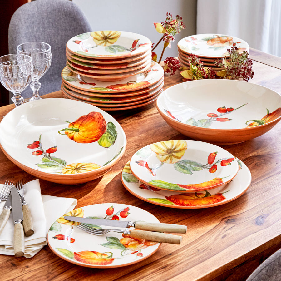 Ovale Platte: Hochwertige italienische Keramik mit herbstlichen Krbismotiven Bild 2