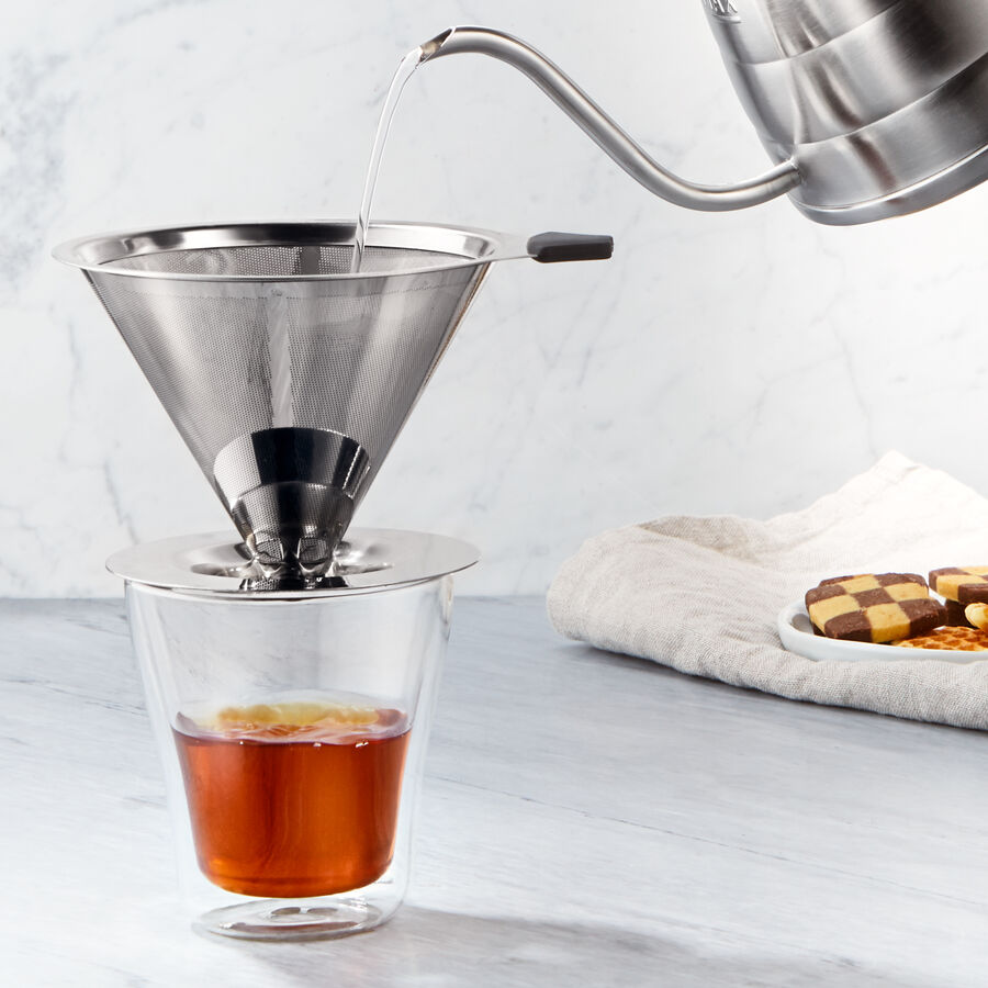 Edelstahl-Dauerfilter zur professionellen Kaffeezubereitung von Hand Bild 4