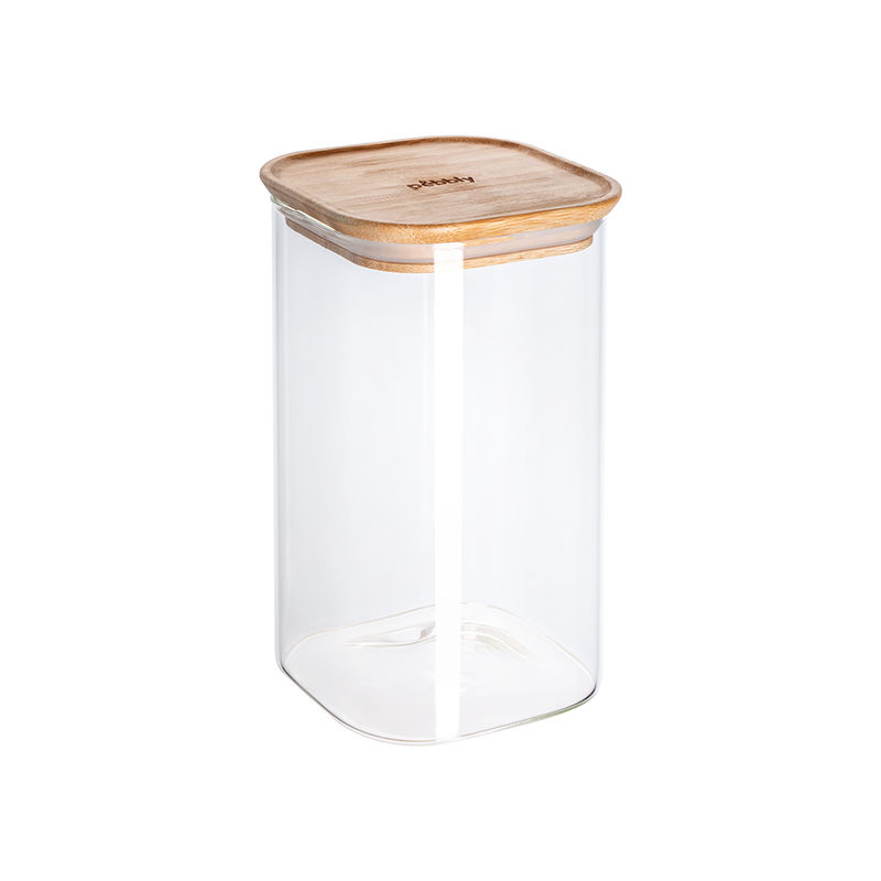 Platzsparender Glas-Vorratsbehälter mit Bambusdeckel: Stilvoll und sicher aufbewahren Bild 3