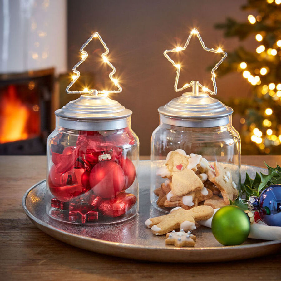 Tannenbaum Leuchtdeckel Glas-Gebäckdose hält ...