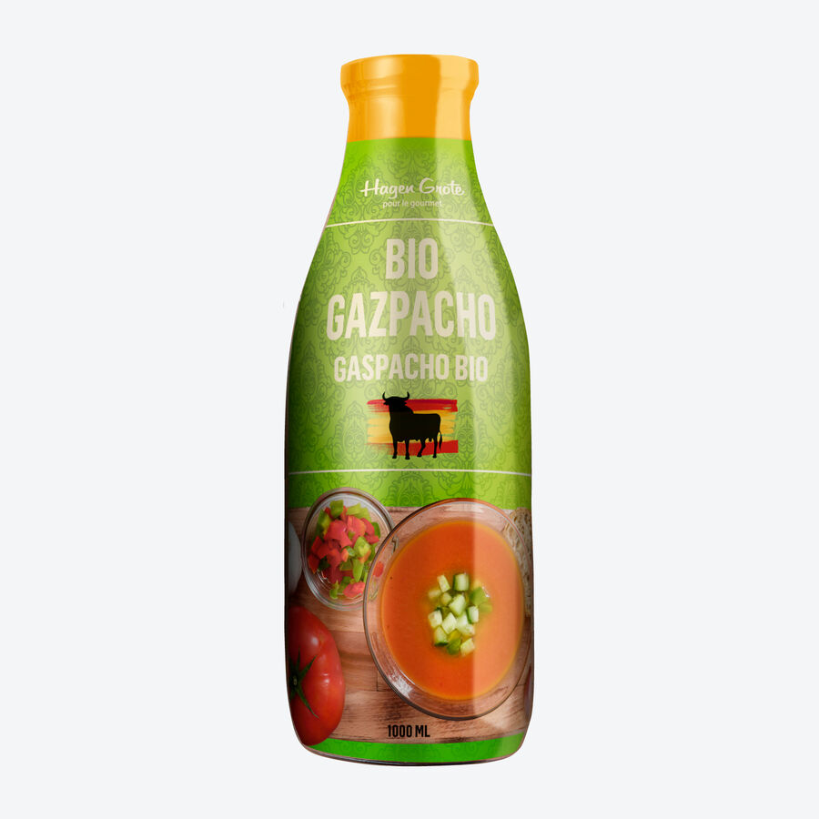 Delikate, kalte BIO-Gazpacho ist ein erlesener, sommerlicher Genuss