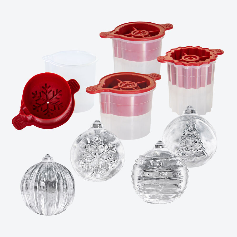 Eiskugelformer: Groe winterliche Eis-Christbaumkugeln fr attraktive Cocktails