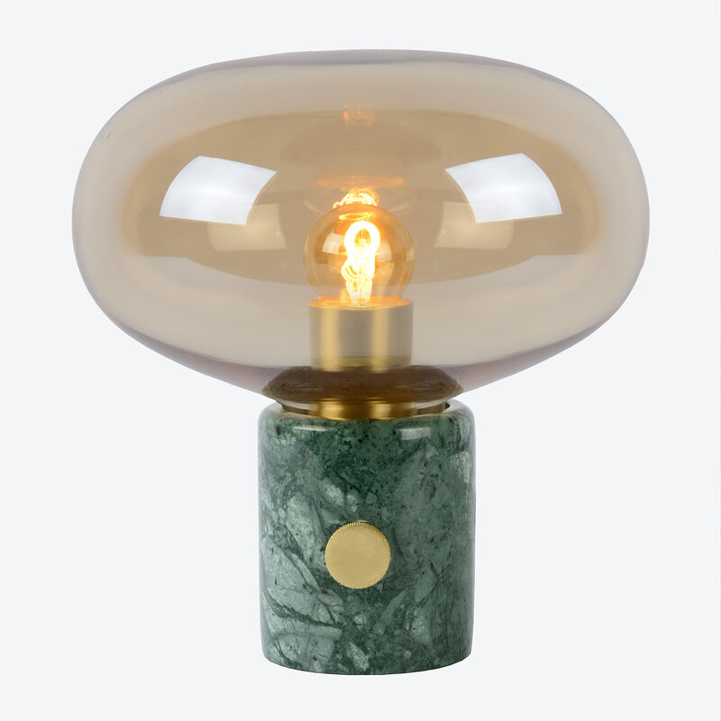 Extravagante Marmorlampe mit Rauchglasschirm Tischlampe Marmor, Tischleuchte, Nachttischlampe