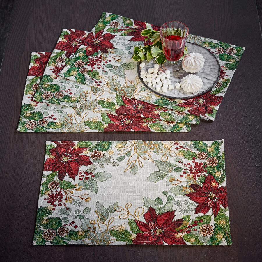 Festliche Gobelin-Tischsets mit klassischem Weihnachtsmotiv