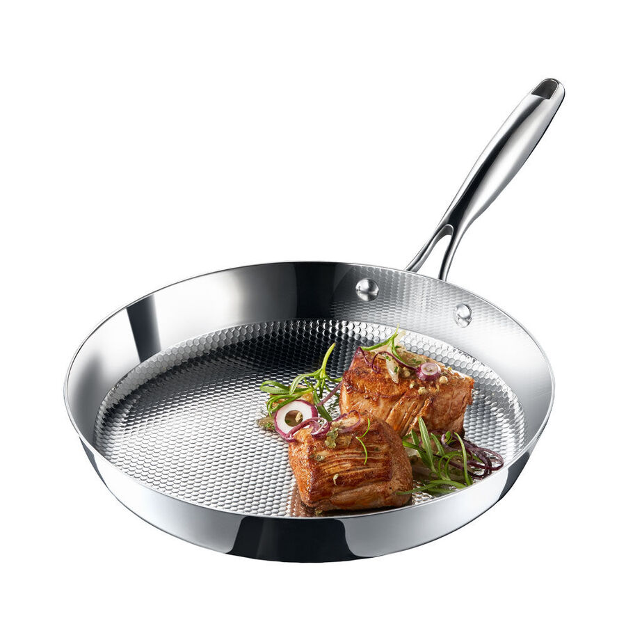 Fleisch besser kross braten: Wabenstruktur-Grillpfanne