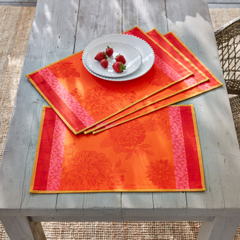 Florale Tischsets in starken Kontrastfarben, Tischwsche, Tafelsets