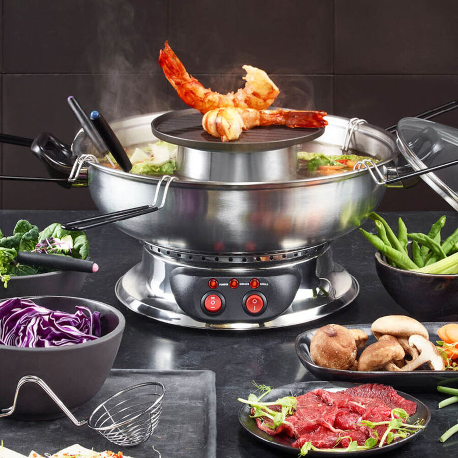 Fondue Chinoise mit zuschaltbarer Grillplatte