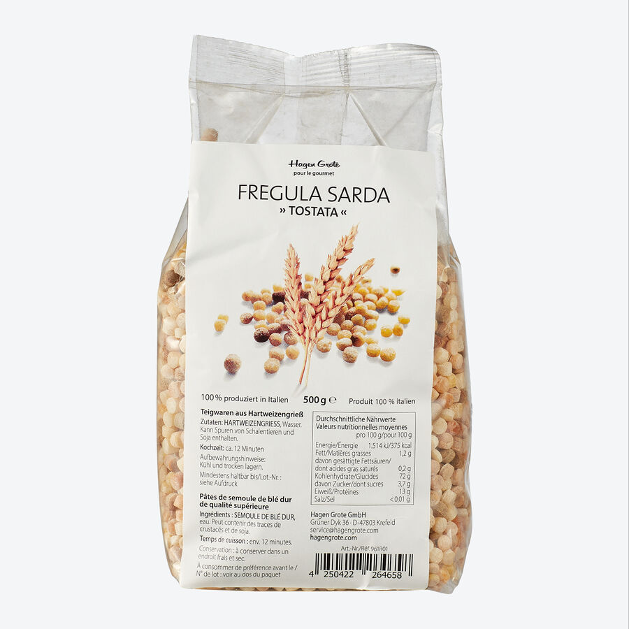 Fregula: Sardische Kugel-Pasta Natur getoastet, Bronze, Bronzepasta