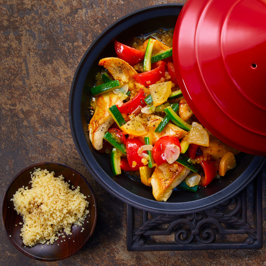 Geflgel Tajine mit Salzzitronen und Couscous