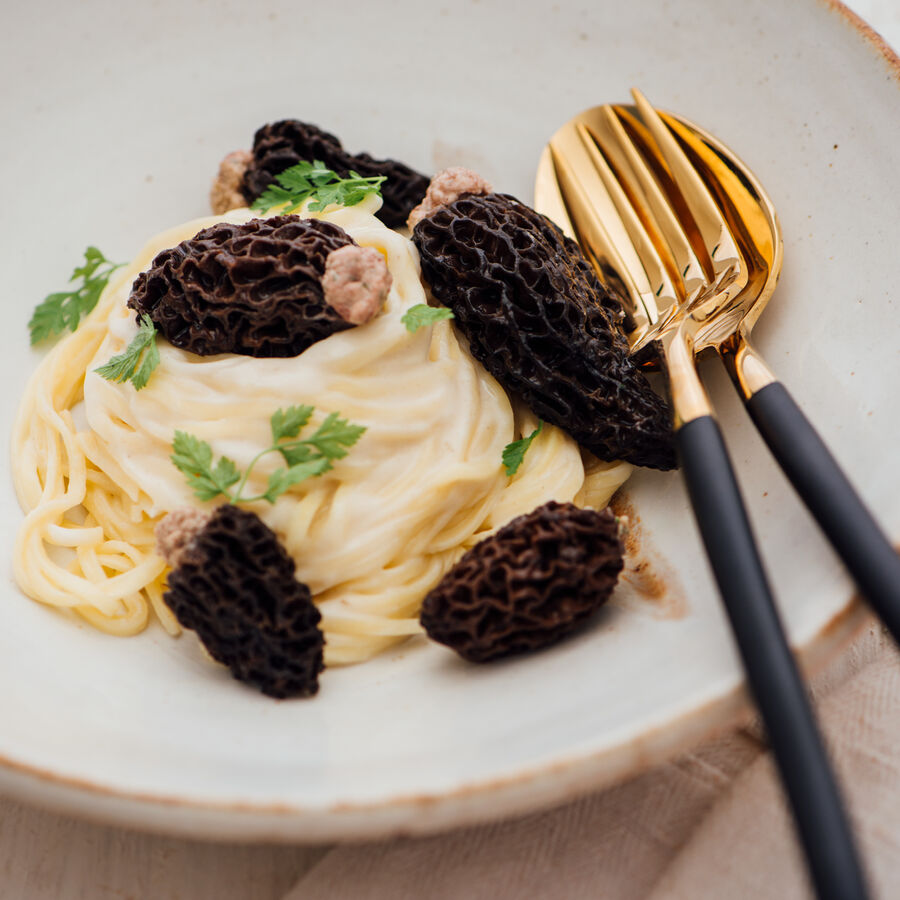 Gefüllte Morcheln mit Taglierini und Morchel-Rahmsauce Rezept | Hagen ...