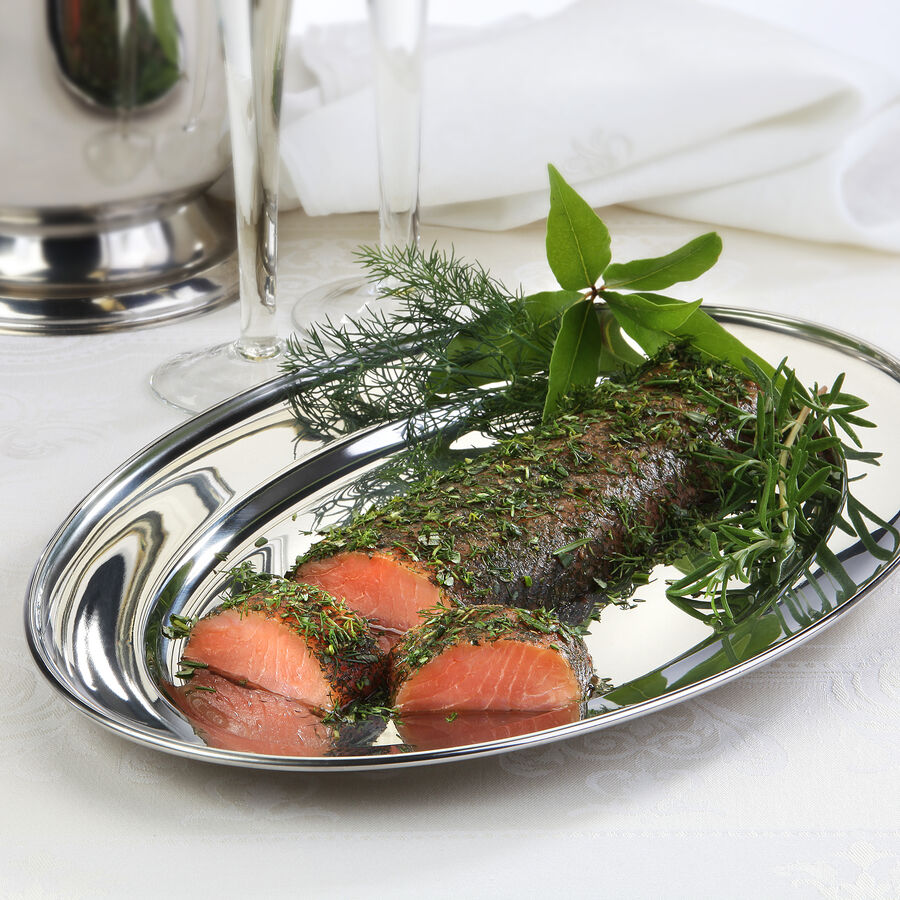 Geruchertes Lachs-Rckenfilet in Gravad Lachs Krutermischung