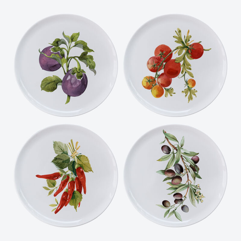 Große Gemüseteller mit kunstvollem Dekor aus Italien