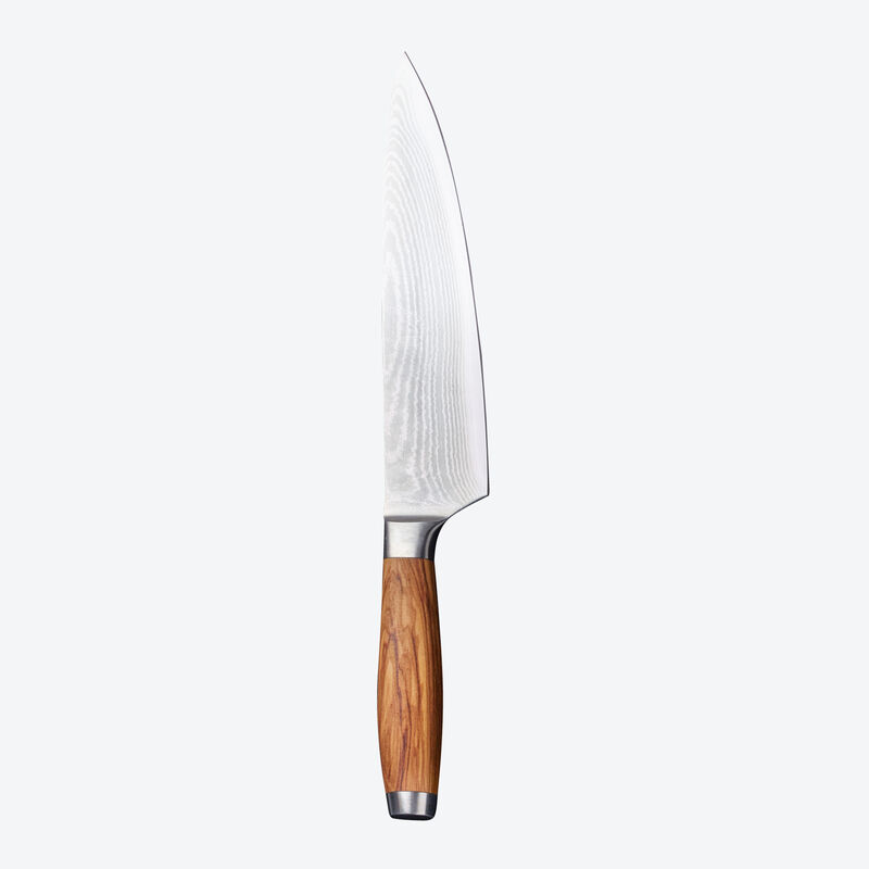 Groes Kochmesser: Premium-Damaszener-Messer mit edlen Olivenholzgriffen erfllen hchste Ansprche