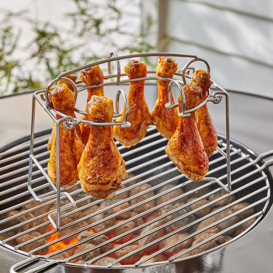 Hhnchenschenkel-Halter fr perfekt gegrilltes, knusprig-zartes Geflgel