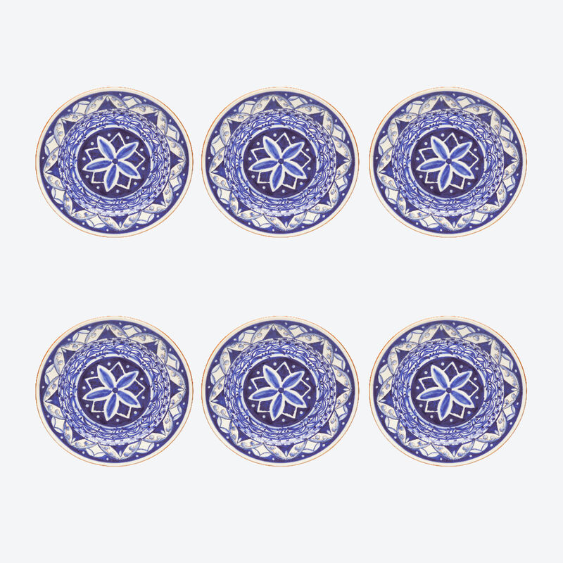 Handgefertigte Keramik-Essteller mit Azulejo Kachelmuster, Geschirr, Essgeschirr, Geschirrservice, Geschirrset, Tafelservice