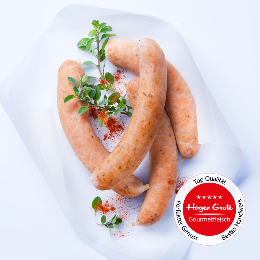 Hocharomatische Grill-Bratwurst vom Klosterschwein mit griechischen Krutern