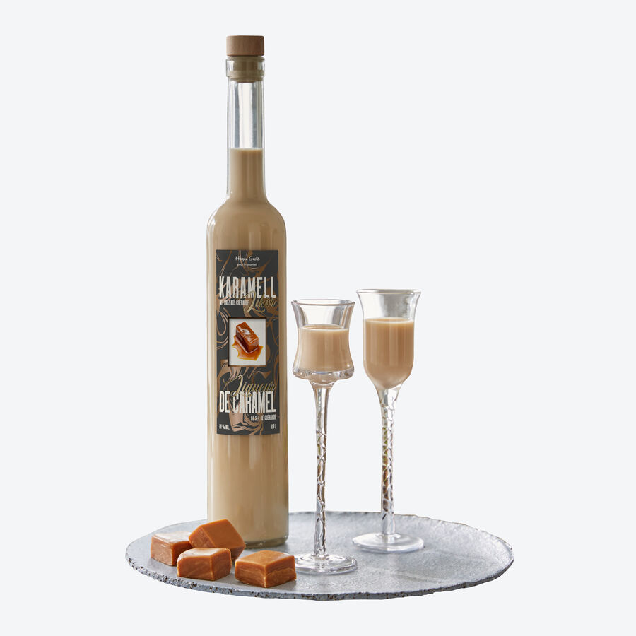 Karamelllikr verfeinert mit Salz aus Gurande, flssiges Dessert
