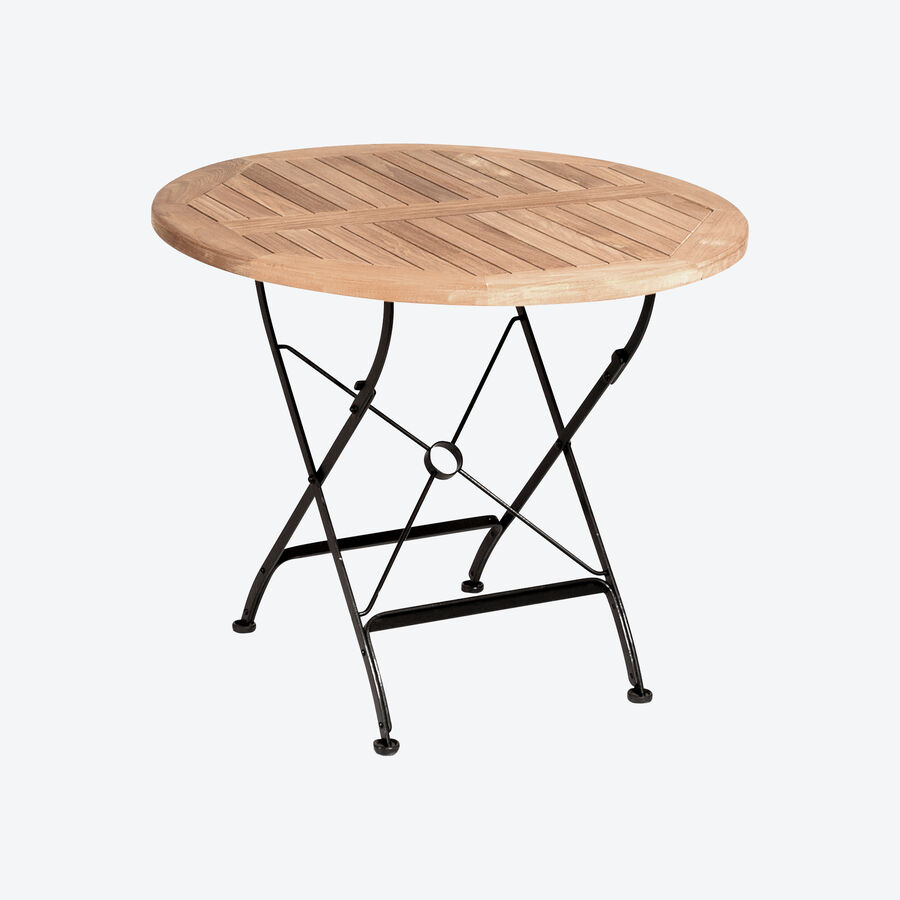 Klassisch runder Gartentisch aus Eisen und Teakholz Julia Grote Shop