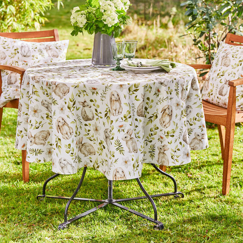 Klassische Baumwoll-Tischdecke mit Hasenmotiv, Tischwsche, Tischtuch