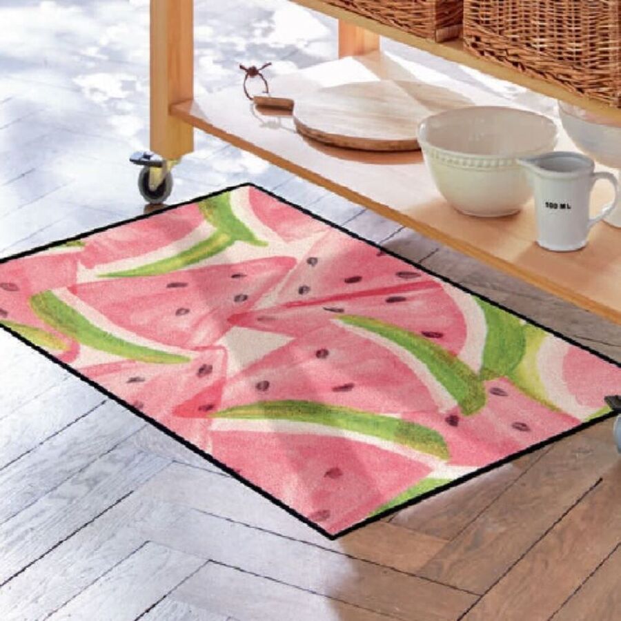 Kchen-Spezialmatte im sommerlichen Design schont Bden und Gelenke