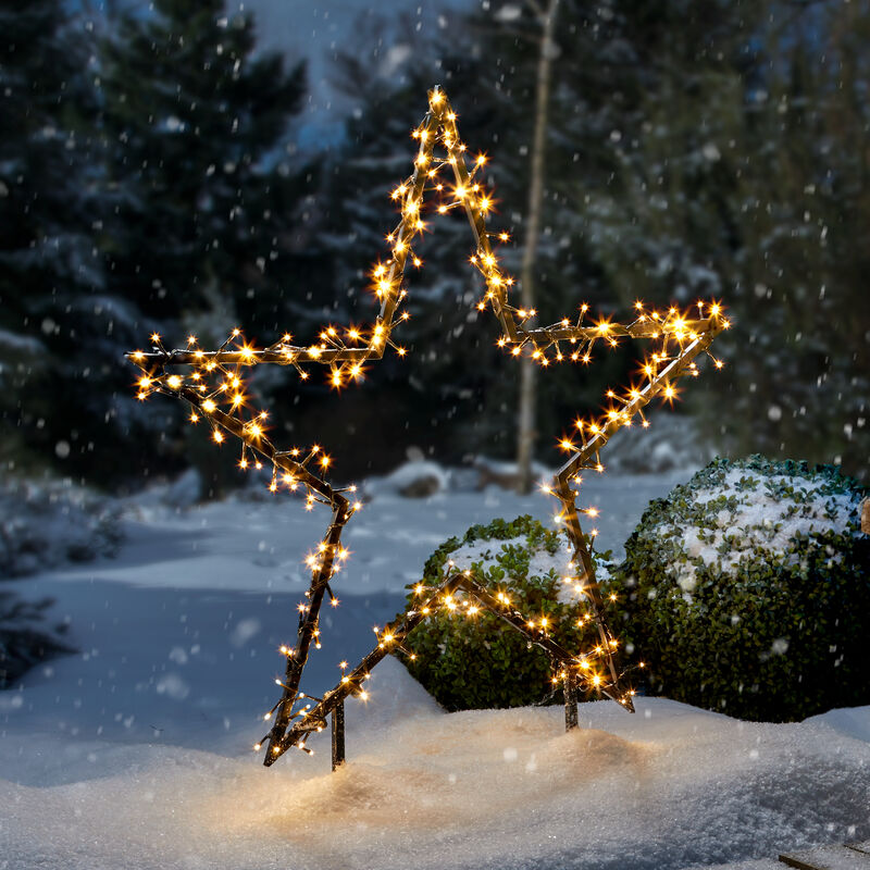 LED-Metall-Leuchtstern mit Erdsteckern fr drauen, Weihnachtsdeko, Deko Beleuchtung, Leuchtstern