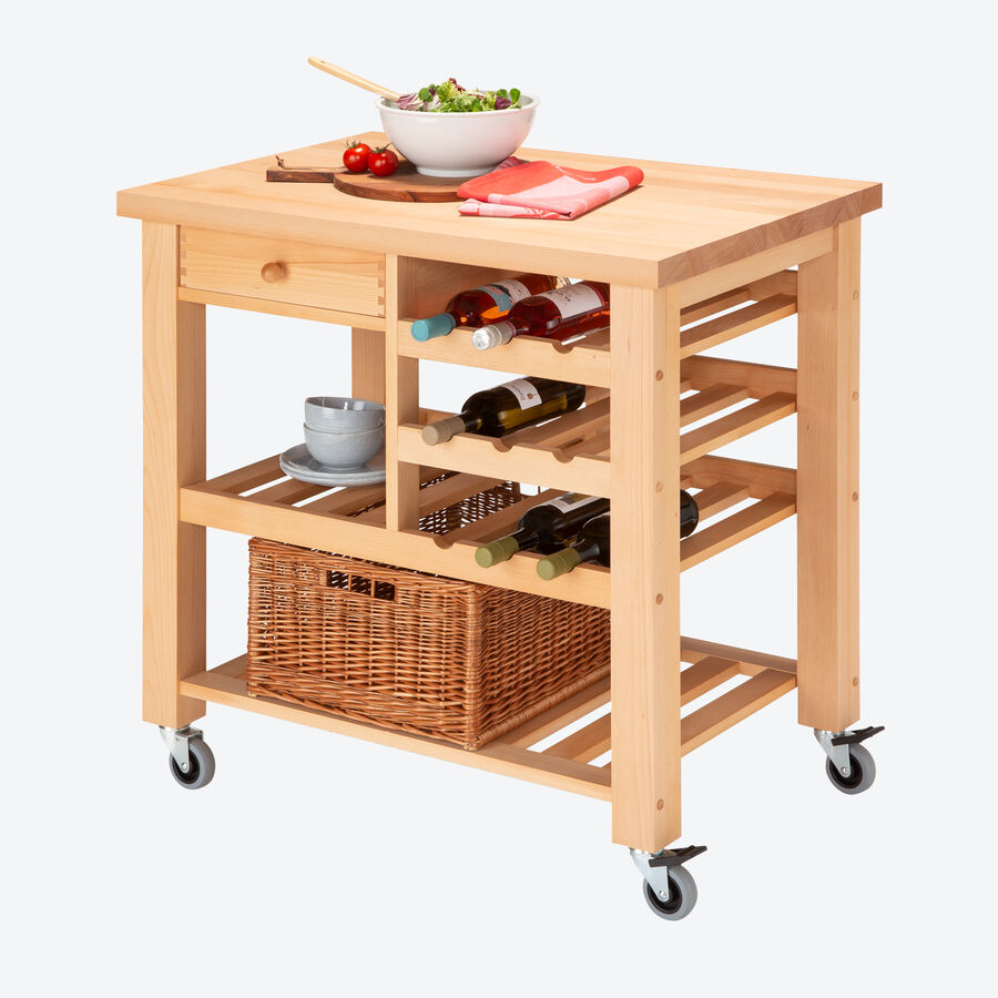 Mobiler Küchenwagen mit Körben in hochwertiger Handwerksqualität