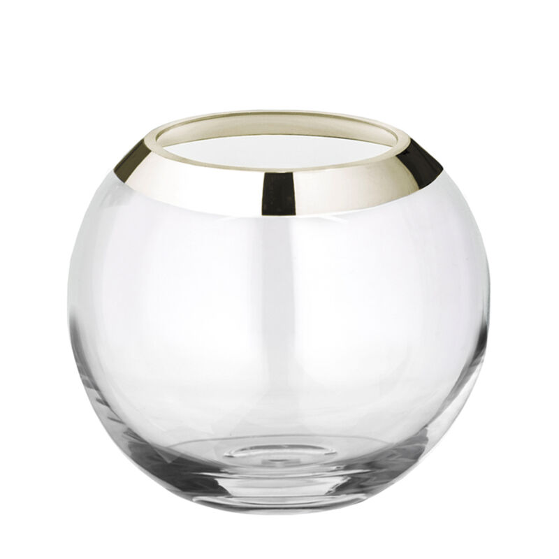 Mundgeblasene runde Vase mit Platinglasrand