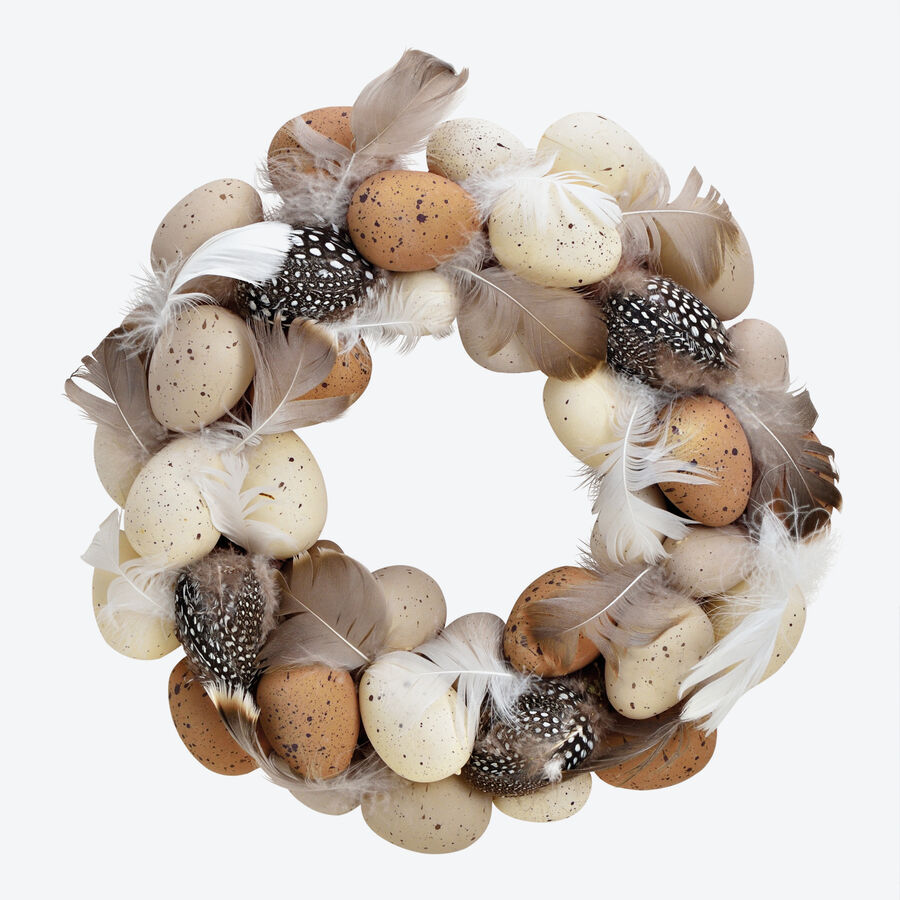 Naturalistischer Osterkranz mit Eiern und Federn - Julia Grote Shop