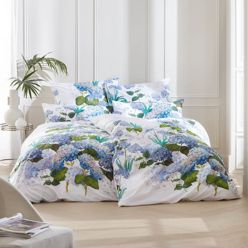 Prachtvoller Hortensien-Bettbezug aus Frankreich