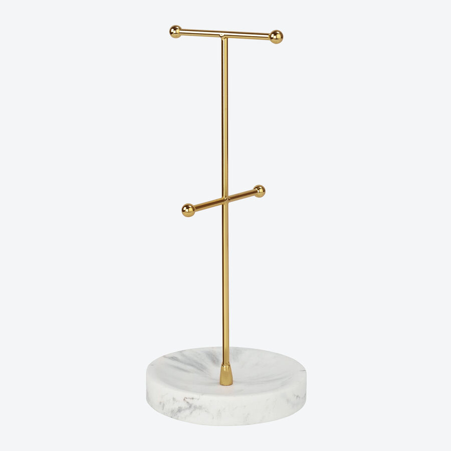 Praktischer Schmuck-Organizer in trendiger Marmoroptik mit Golddetails