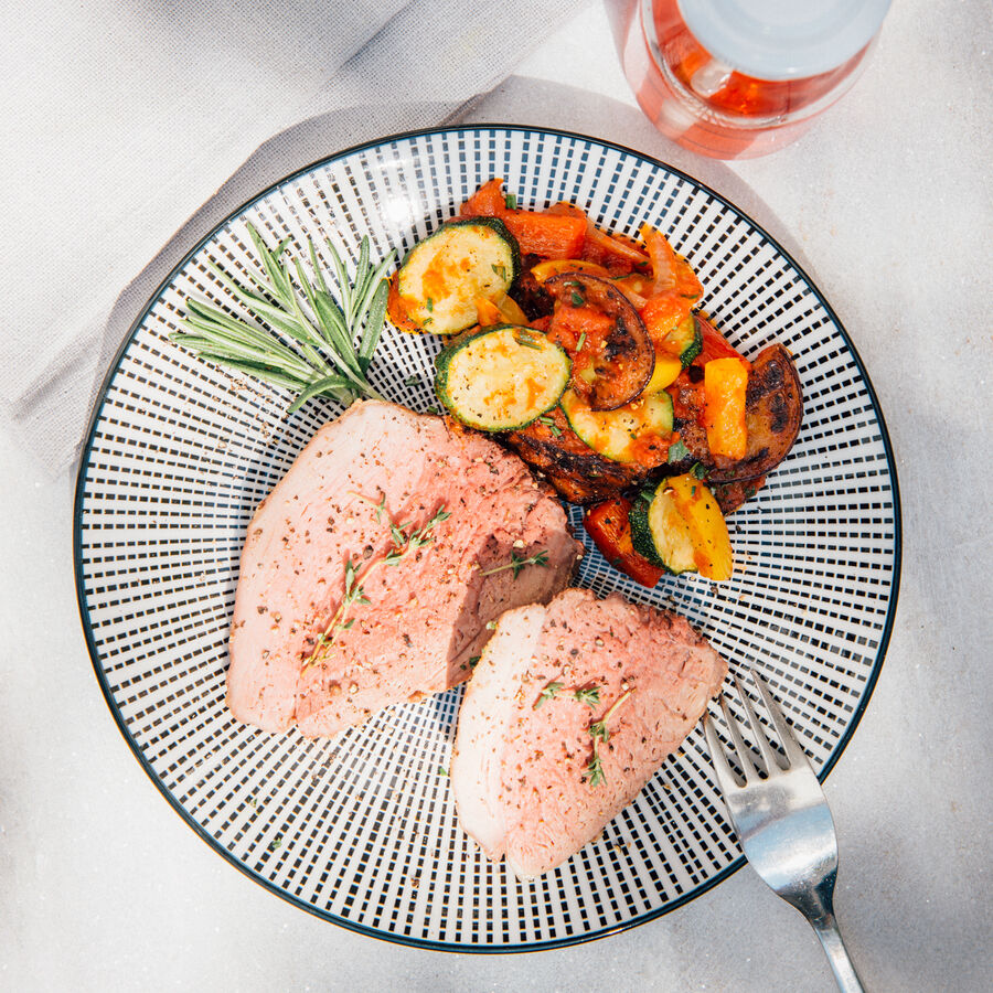 Provenzalische Milchlammkeule mit Ratatouille